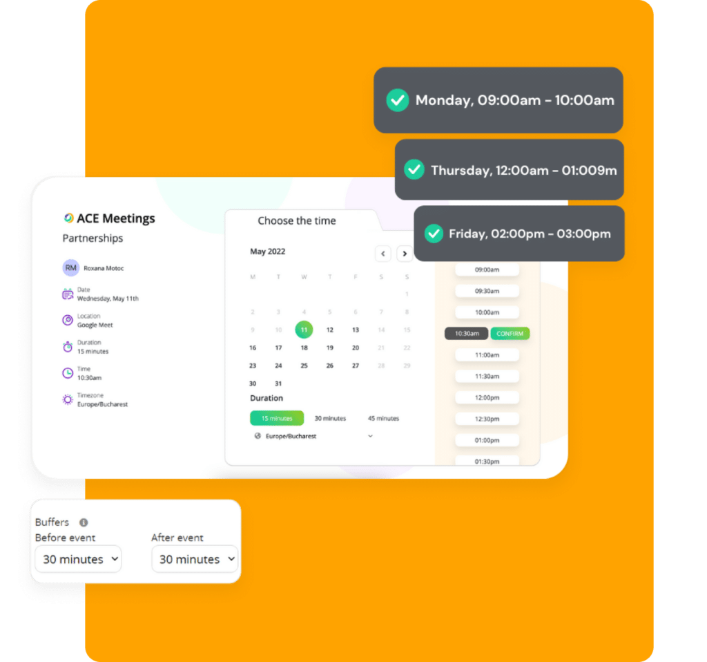 ACE Meetings calendar